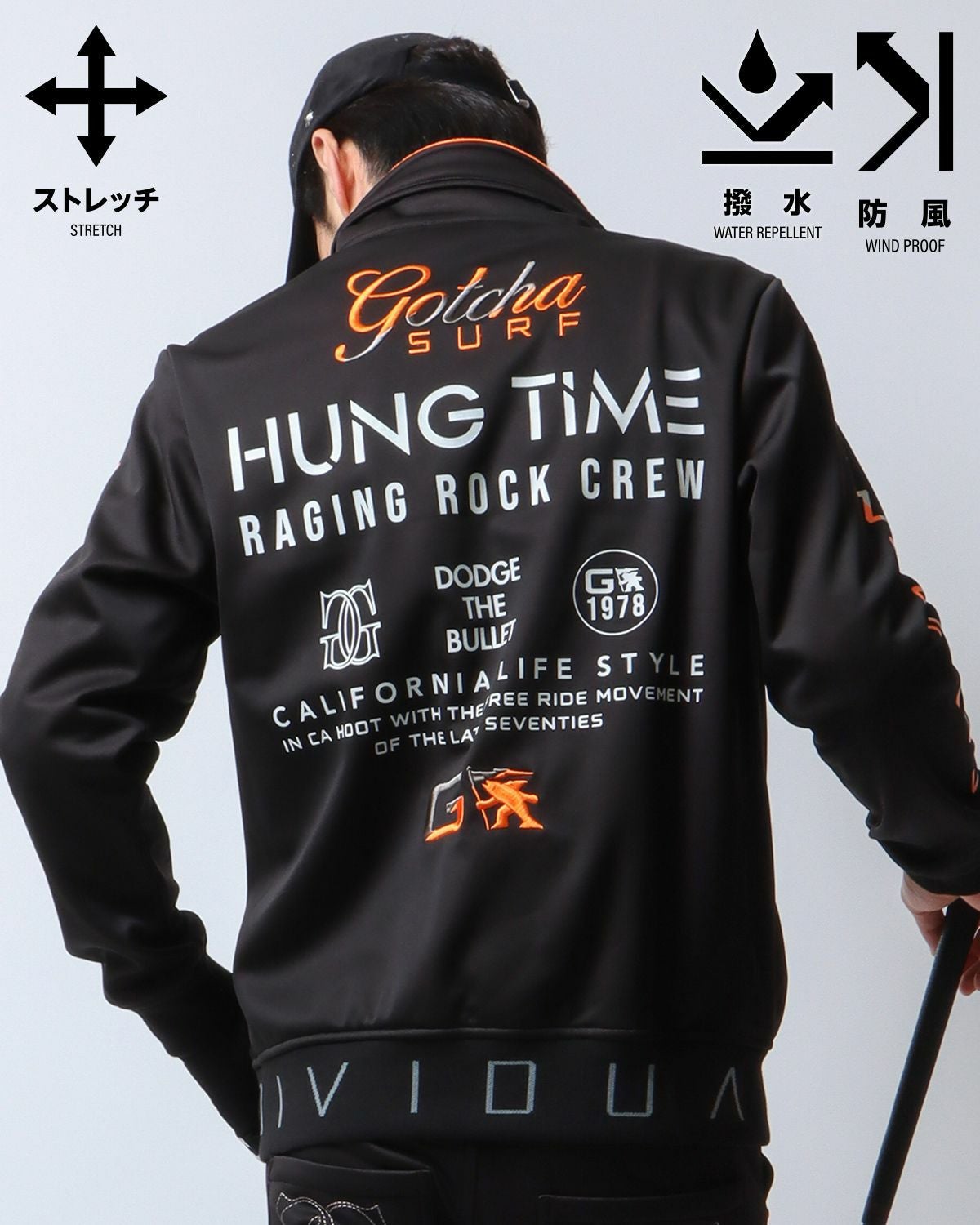 GOTCHA GOLF] 防風 撥水 ストレッチ ポイント ネオン 裏シャギー