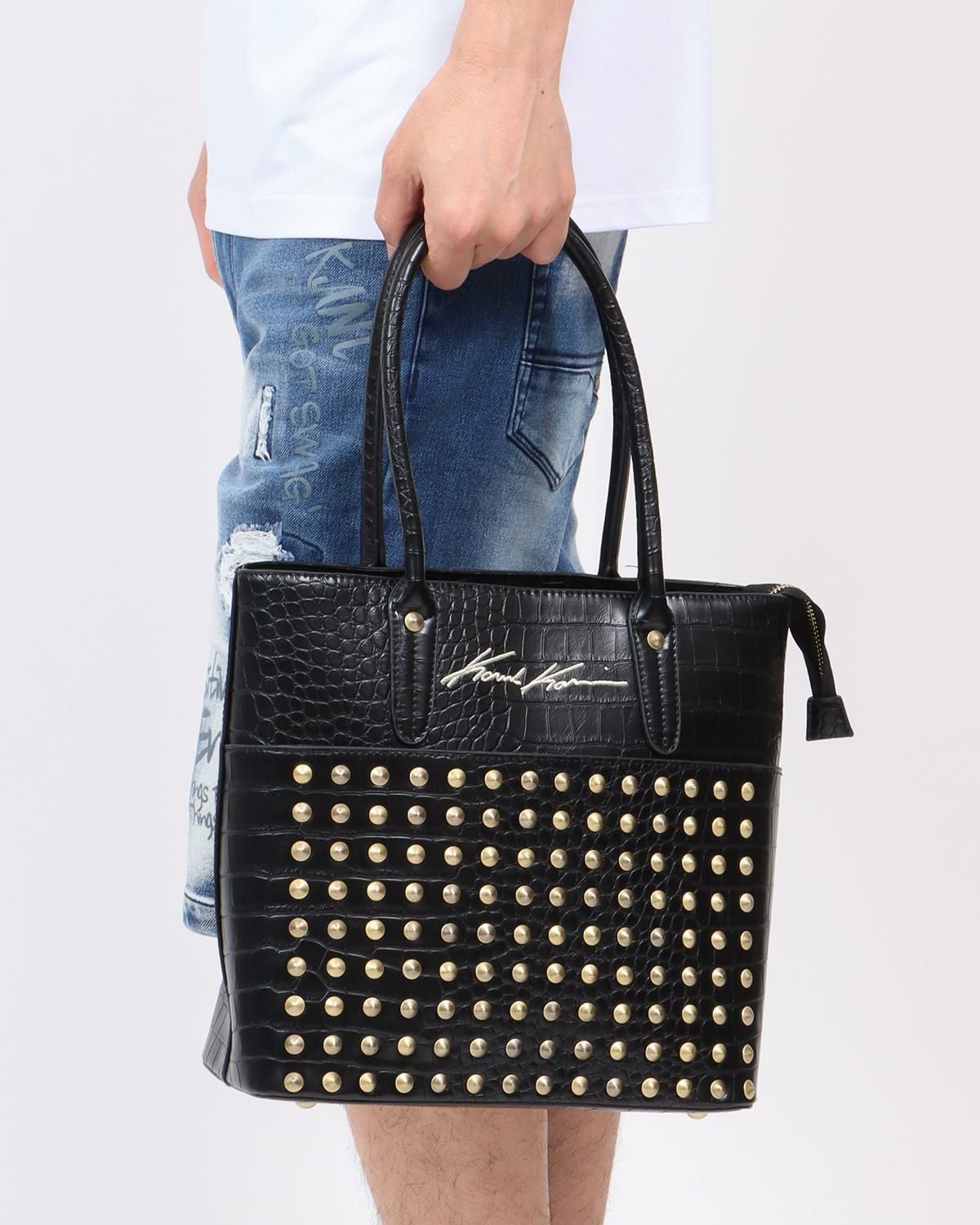 大きいサイズ 23区 グロッシーボイルタックスカート　44 黒　ブラック Karl Kani] クロコ スタッズ トートバッグ | PEET ONLINE STORE