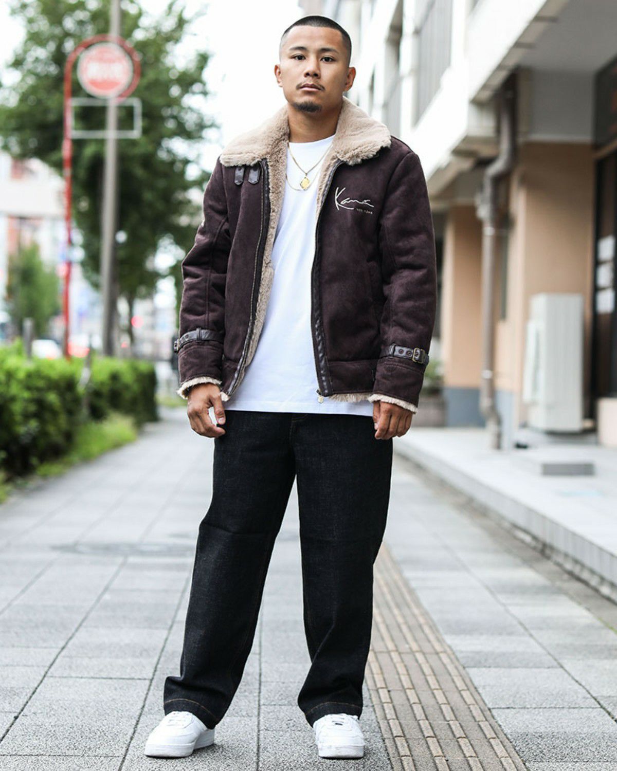 Karl Kani] ストレッチ ワイド ストレート リジット デニムパンツ
