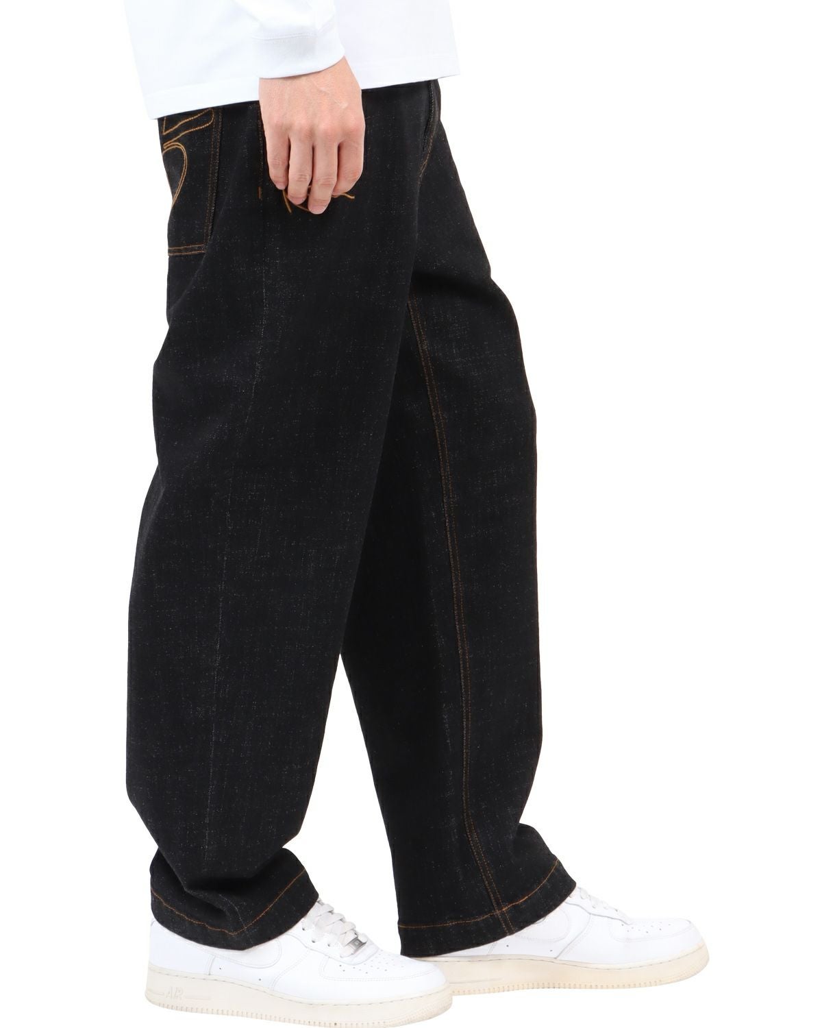 Karl Kani] ストレッチ ワイド ストレート リジット デニムパンツ