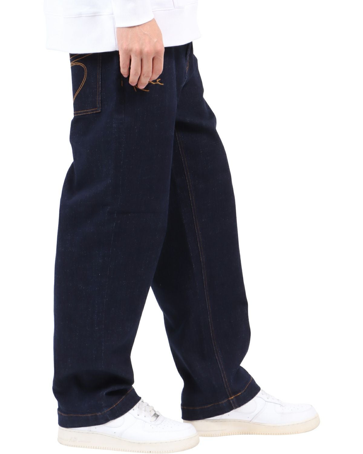 Karl Kani] ストレッチ ワイド ストレート リジット デニムパンツ