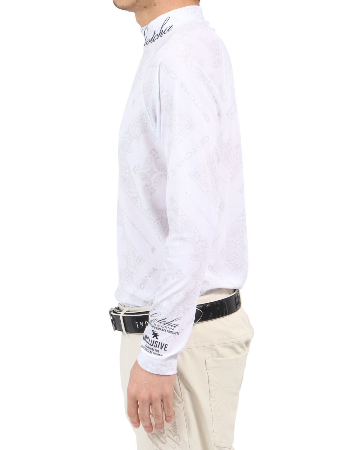 ホワイト：180cm67kg(Lサイズ着用)