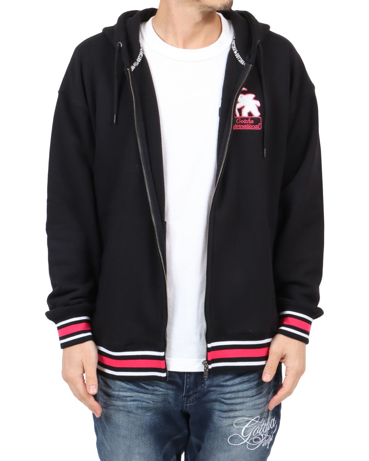 GOTCHA] リブ ライン ワッペン フルジップ パーカー | PEET ONLINE STORE