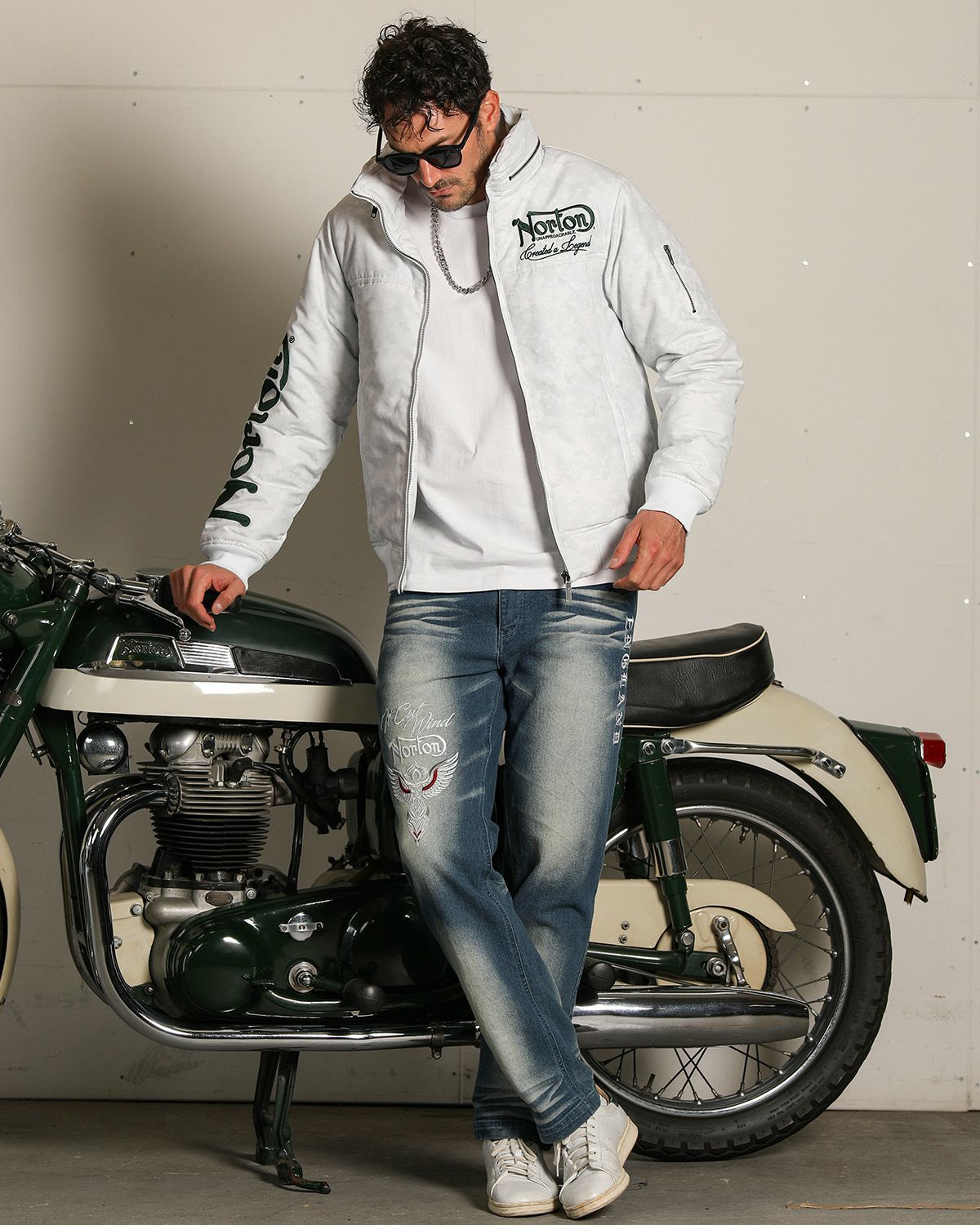 新品！Norton ENGLAND 撥水ポリ杢中綿裏ボアボリュームネックJKT L ノートン（NORTON） ボリュームネック 中綿ジャケット 撥水ポリピーチ