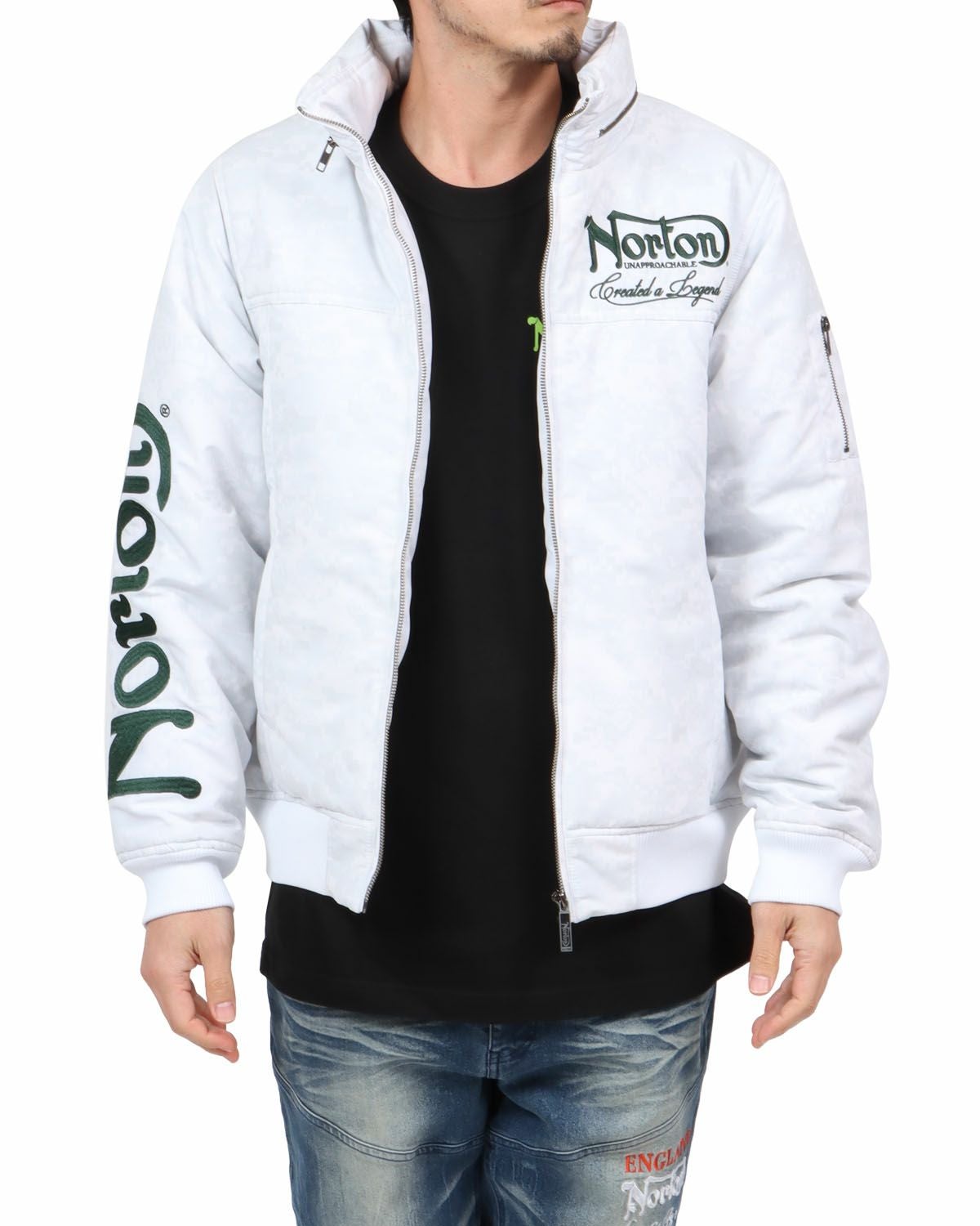 新品！Norton ENGLAND 撥水ポリ杢中綿裏ボアボリュームネックJKT L ノートン（NORTON） ボリュームネック 中綿ジャケット 撥水ポリピーチ