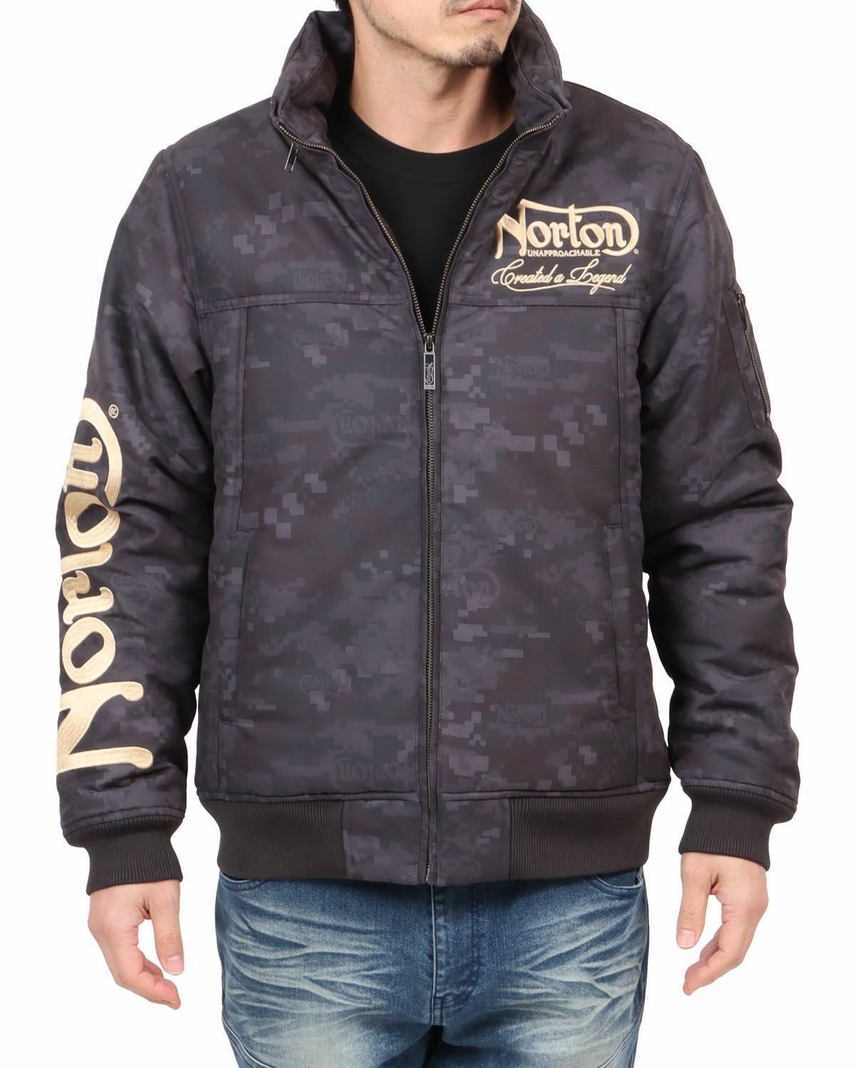 新品！Norton ENGLAND 撥水ポリ杢中綿裏ボアボリュームネックJKT L ノートン（NORTON） ボリュームネック 中綿ジャケット 撥水ポリピーチ