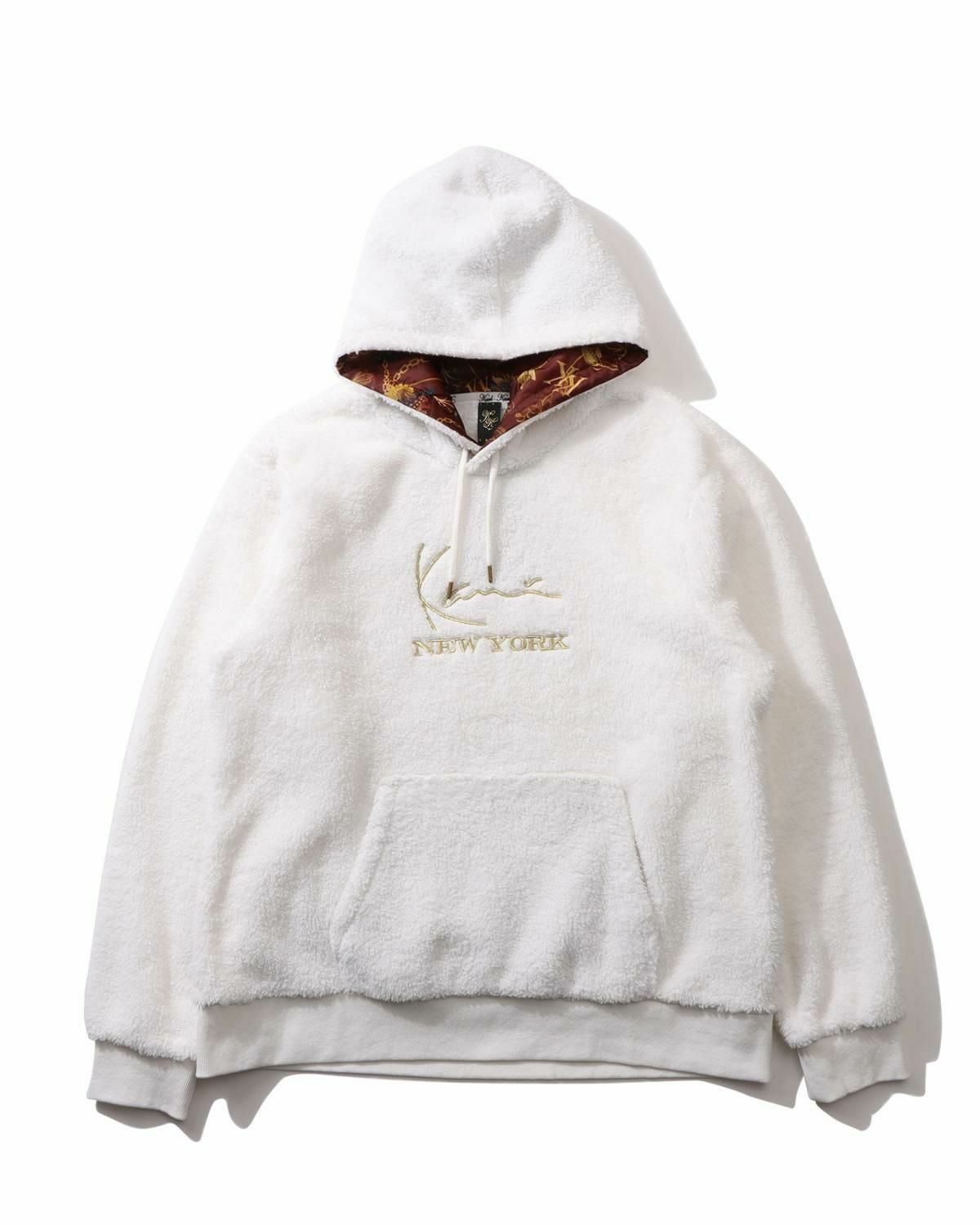 希少 早い者勝ち karl kani ゴールドプレート ホワイト パーカー Karl Kani] ゴールド使い ファー パーカー | PEET ONLINE STORE