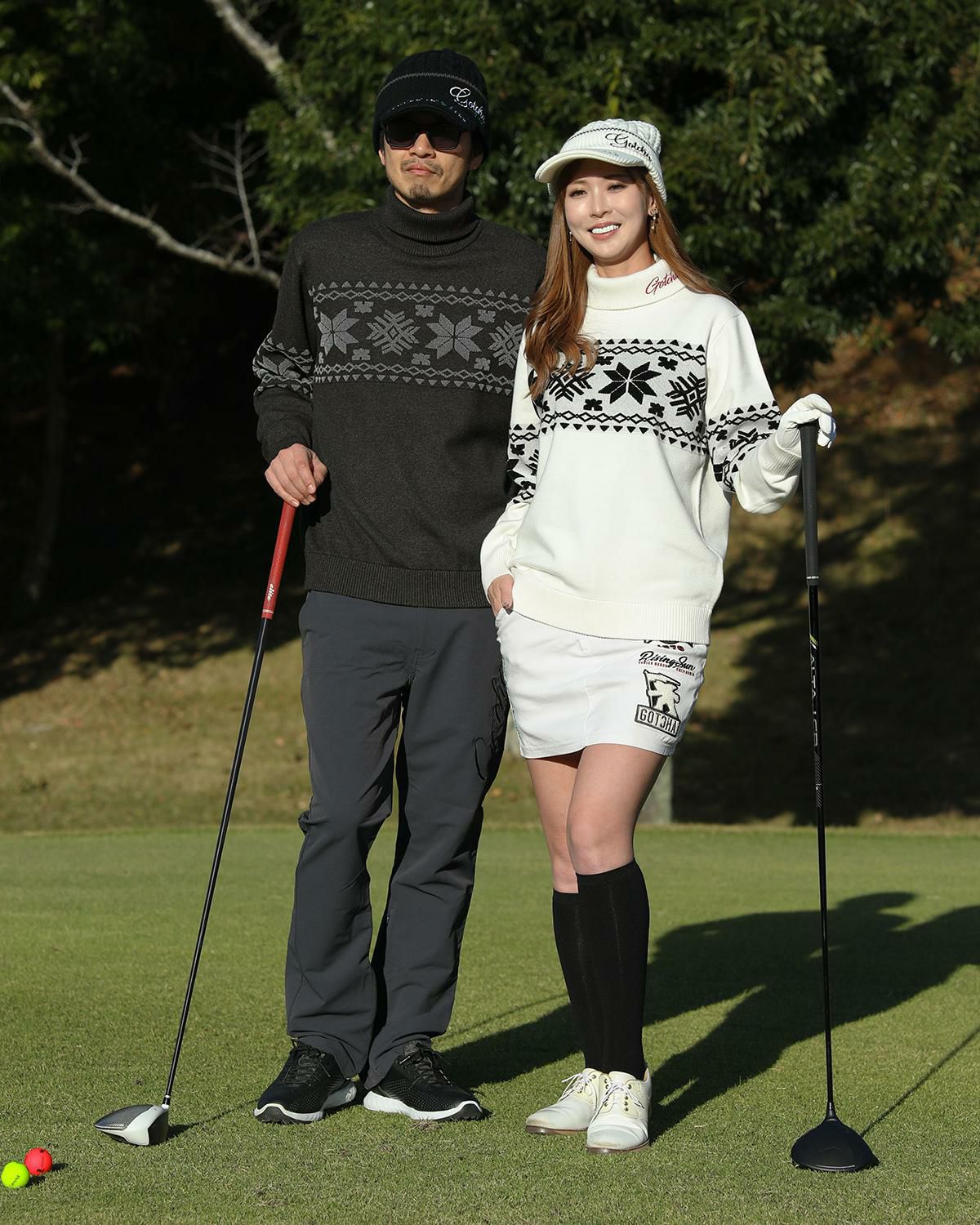 GOTCHA GOLF] ウォッシャブル 雪柄 ジャカード タートルネック
