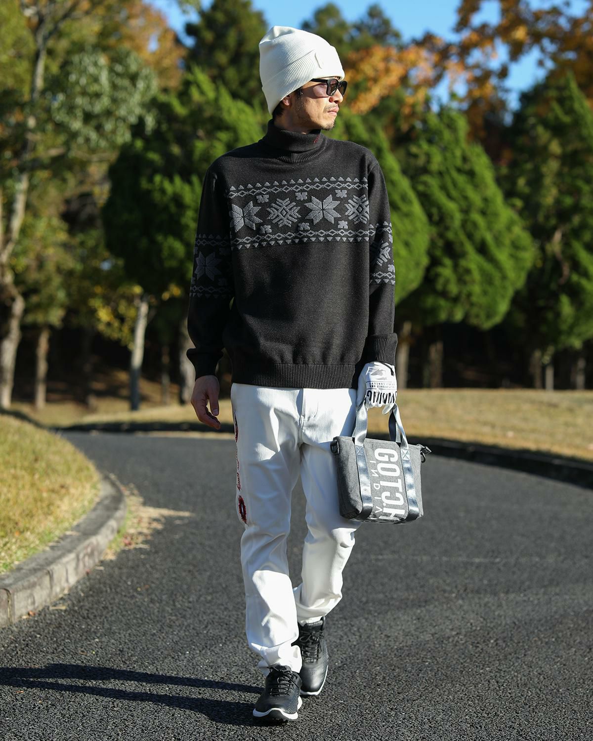GOTCHA GOLF] ウォッシャブル 雪柄 ジャカード タートルネック