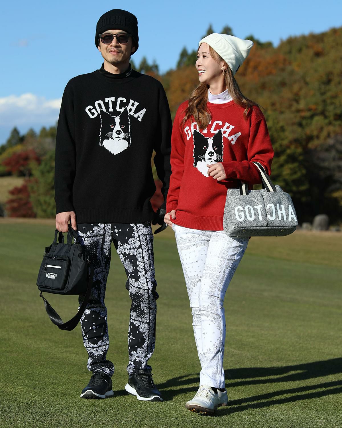GOTCHA GOLF] ウォッシャブル ジャカード ドッグ クルーネック