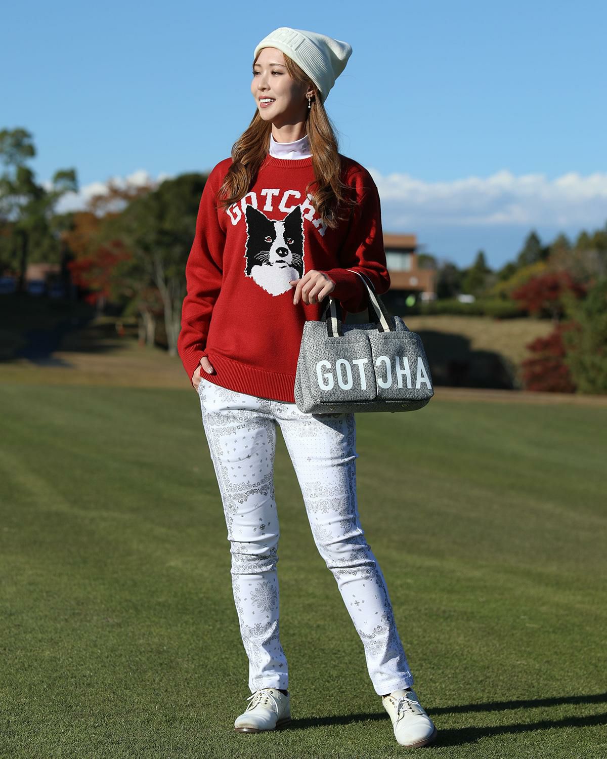 FIDES GOLF ロゴ入り ニットセーター　新品タグ付き DIVINER GOLF】ロゴ刺繍長袖ニット メンズ ゴルフウェア ニット