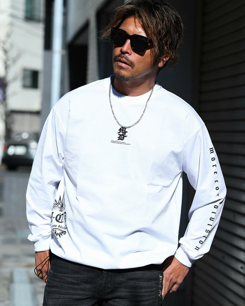 ホワイト：173cm/72kg(Lサイズ着用)