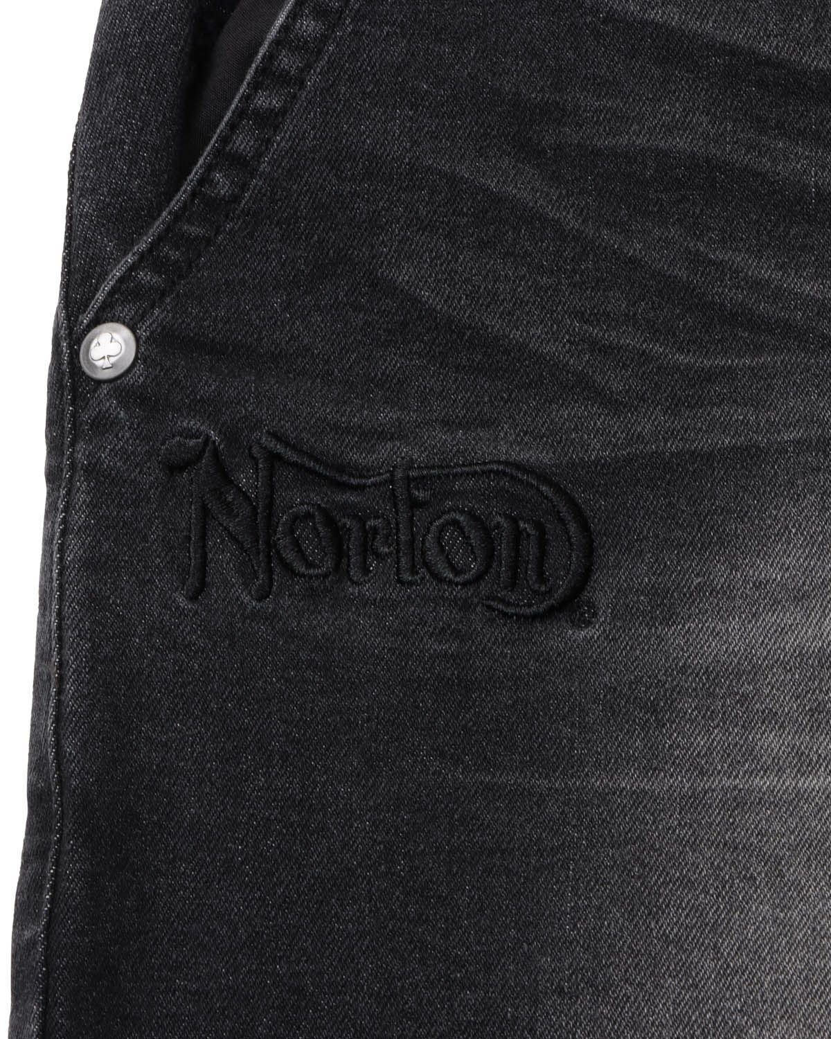 Norton] ストレッチ 刺繍 ブラック デニムパンツ | PEET ONLINE STORE