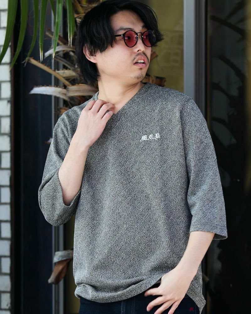 店舗在庫詳細 - [MCD] 杢 ジオメトリック ジャカード 7分袖 Vネック T