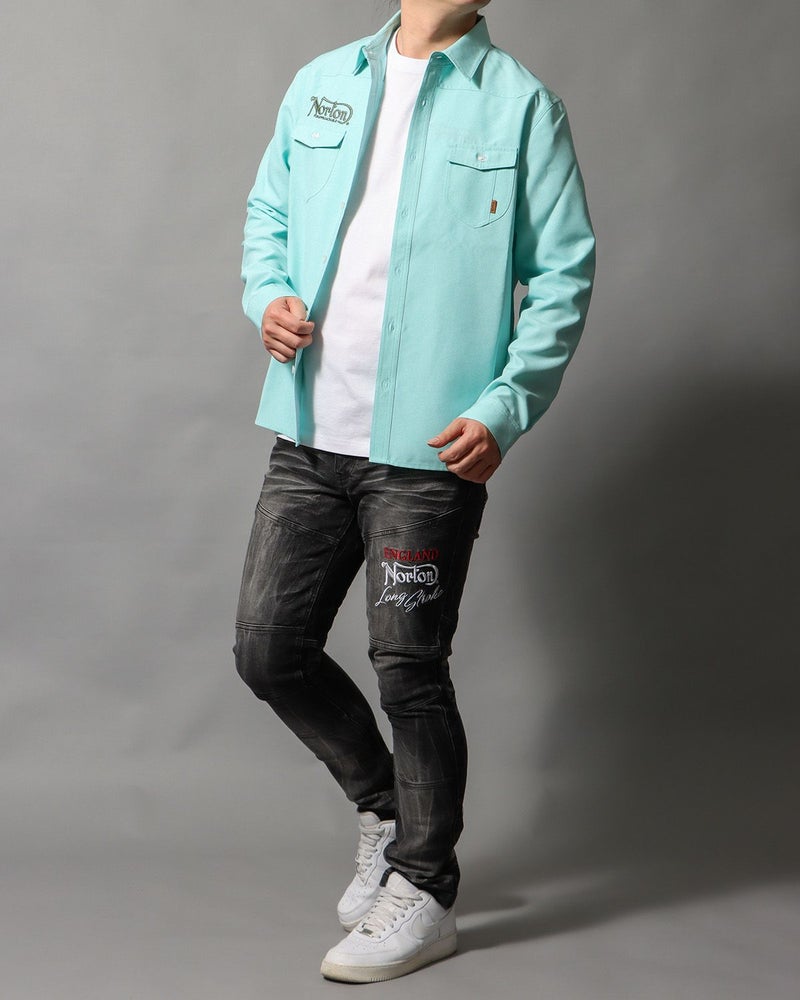 ミントグリーン：178cm/75kg(Lサイズ着用)