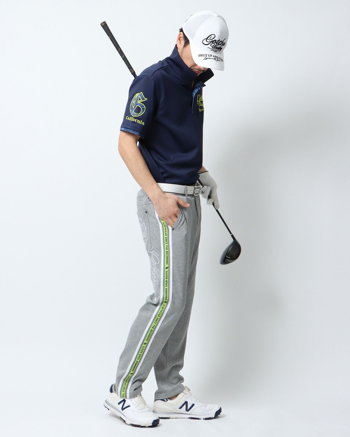 ネイビー：180cm67kg(Lサイズ着用)