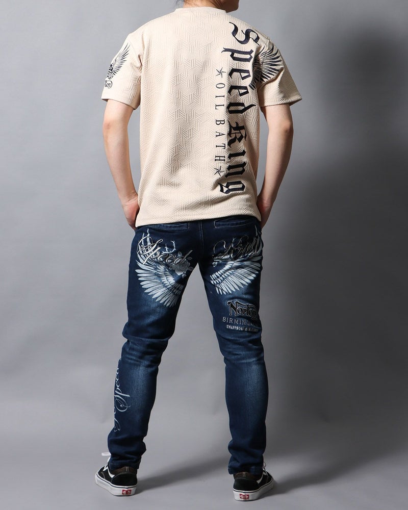 ベージュ：178cm/75kg(Lサイズ着用)