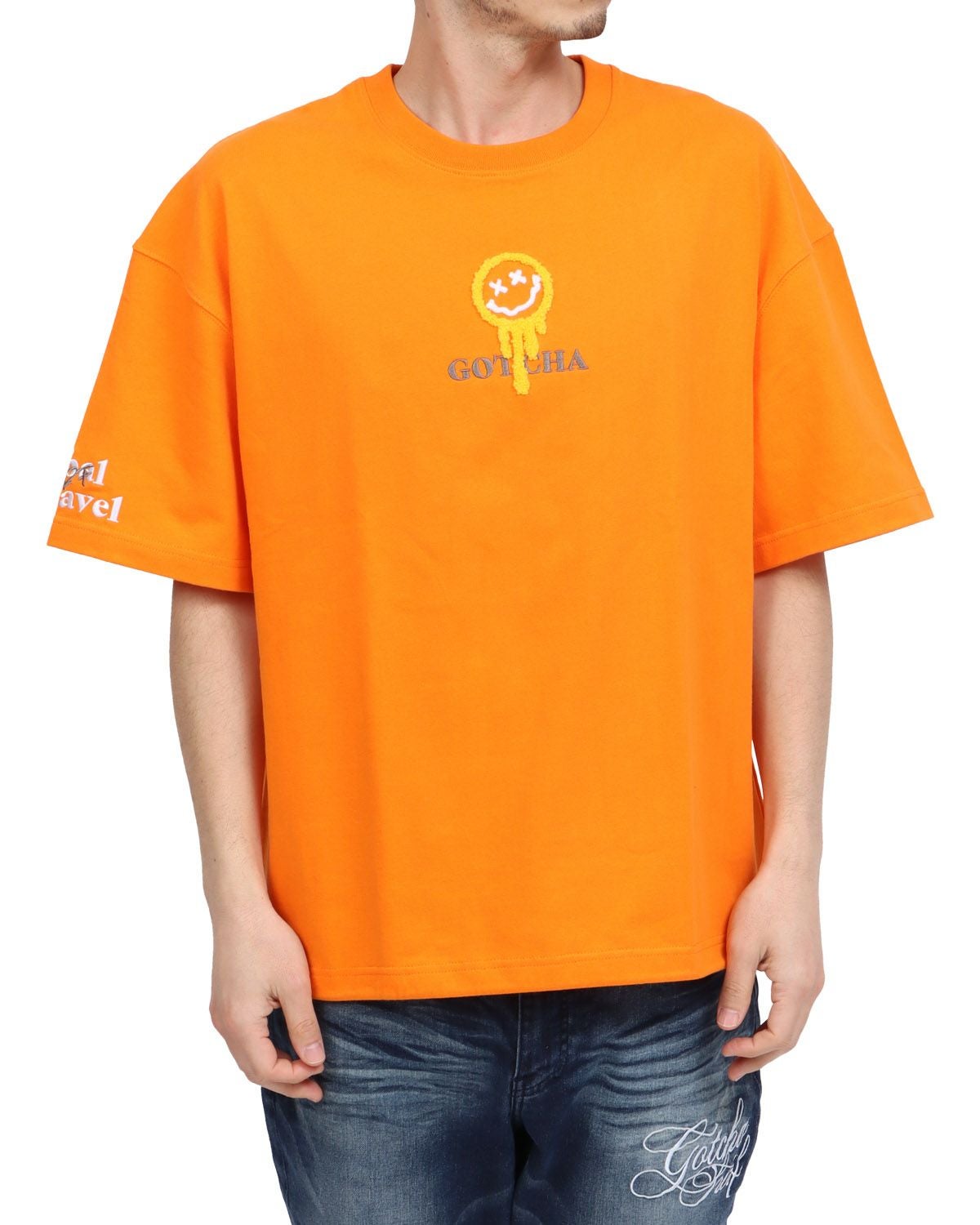 Tシャツ　半袖　重ね着風　ツートン　茶　ブラウン　イエロー　春夏　L 11号　黄 セール】チェック柄オーバーサイズ半袖シャツ/トップス（シャツ