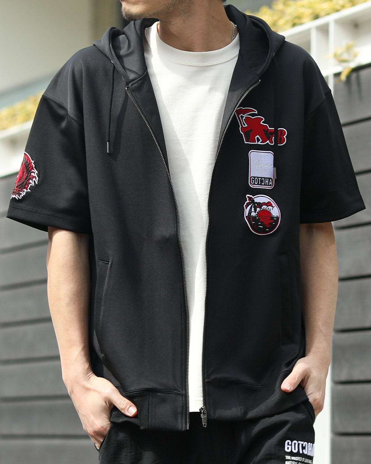 GOTCHA] ワッペン 半袖 フルジップ パーカー | PEET ONLINE STORE