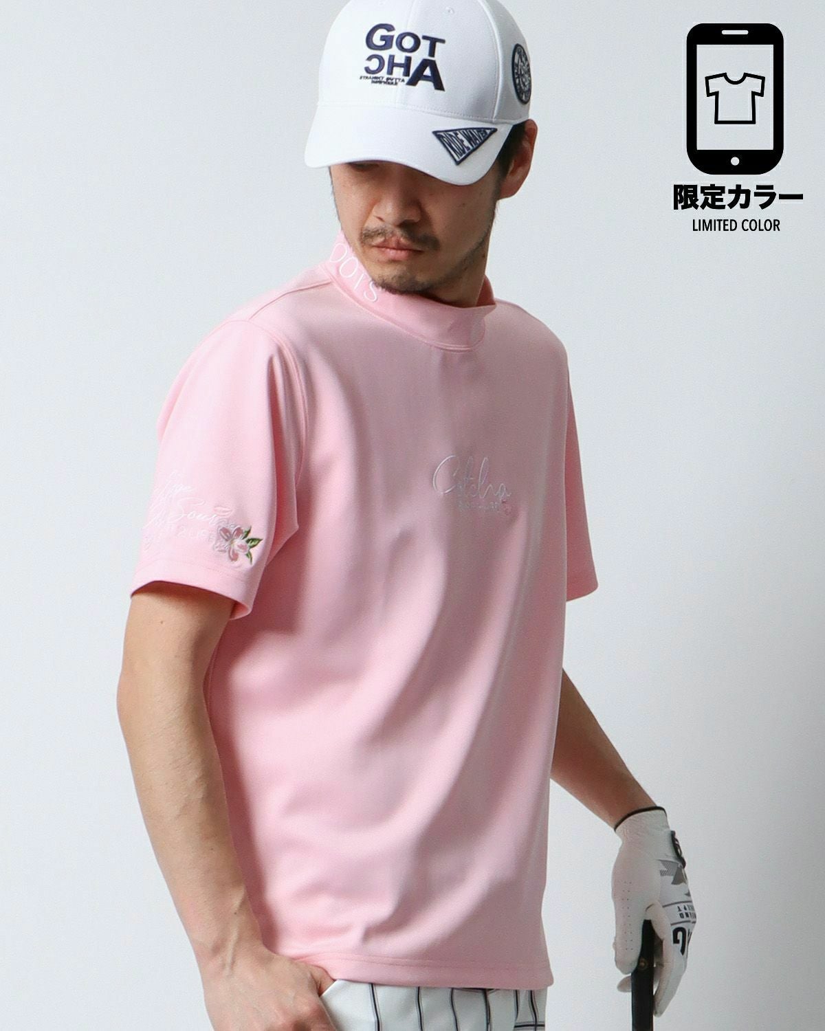 GOTCHA GOLF] サクラ ピンク モックネック Tシャツ | PEET ONLINE STORE
