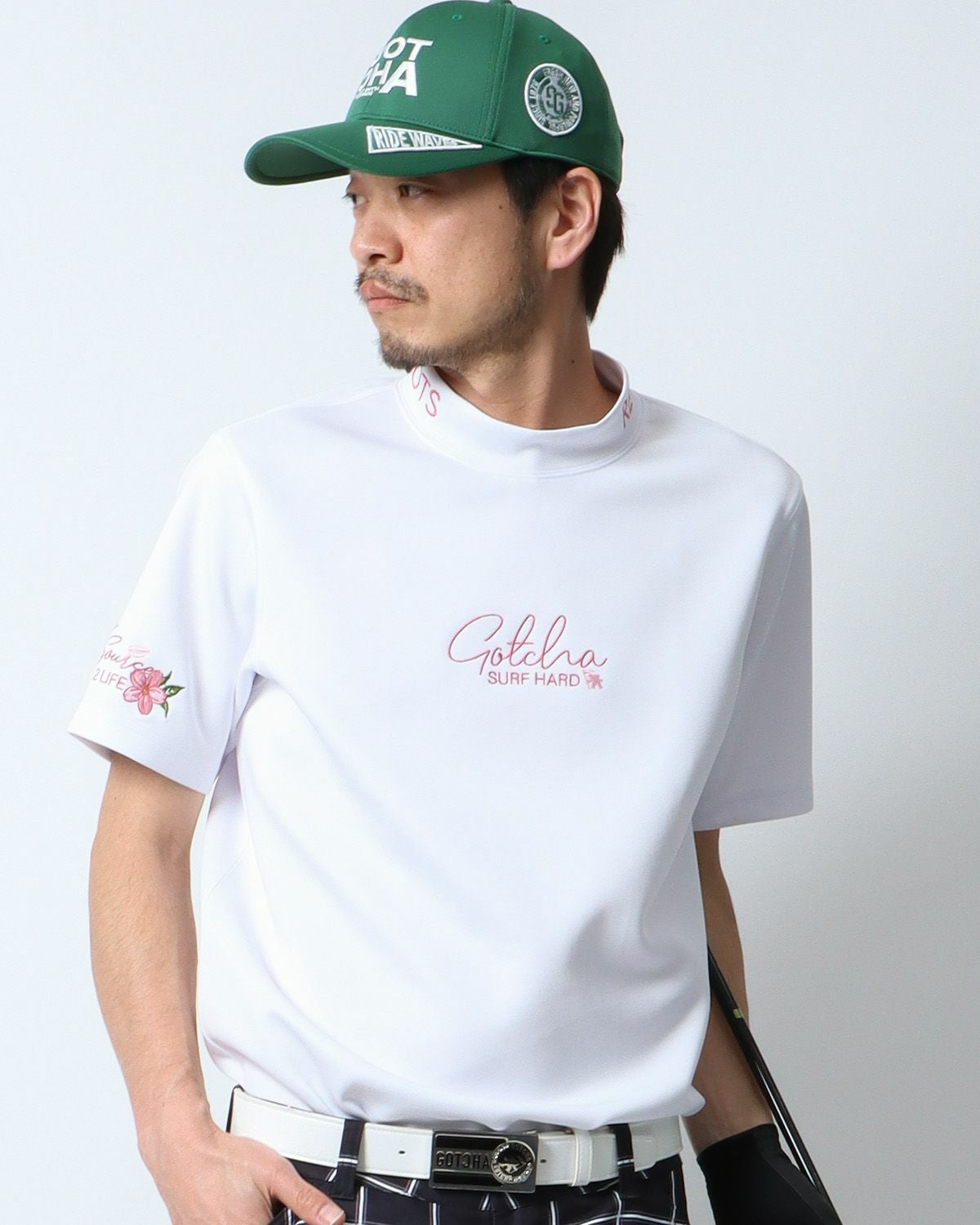 GOTCHA GOLF] サクラ ピンク モックネック Tシャツ | PEET ONLINE STORE