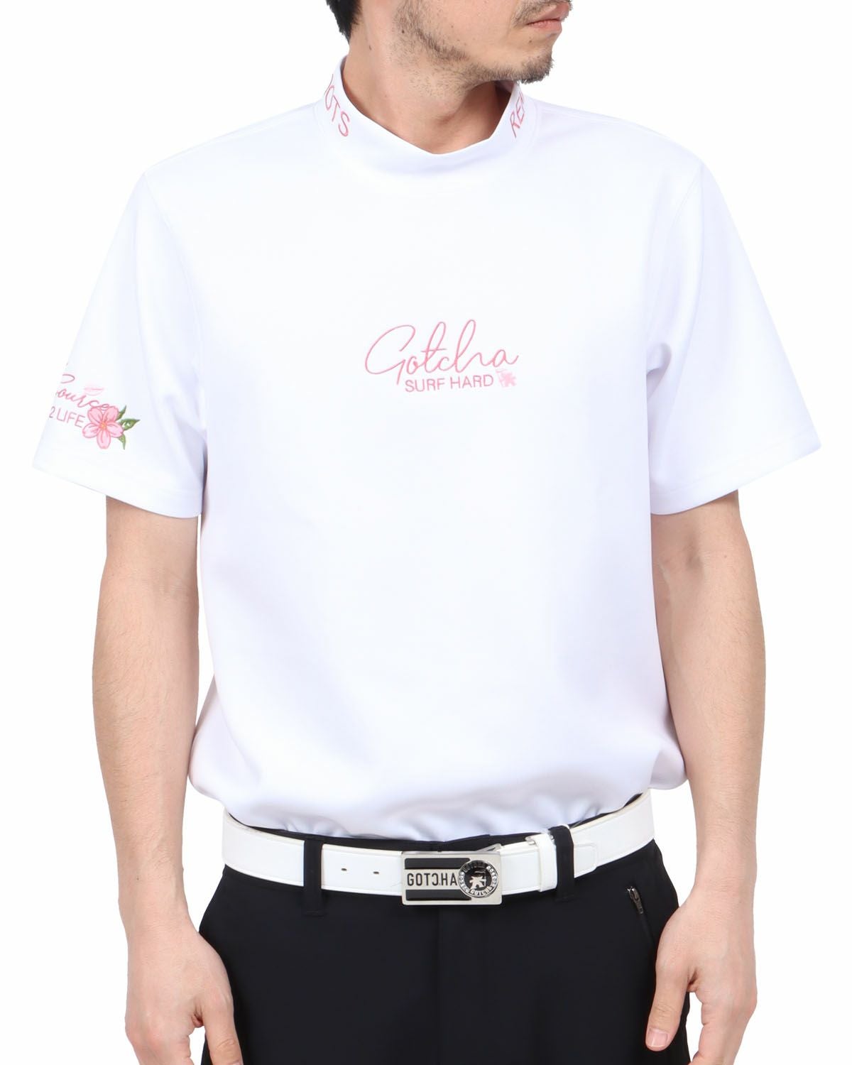 GOTCHA GOLF] サクラ ピンク モックネック Tシャツ | PEET ONLINE STORE