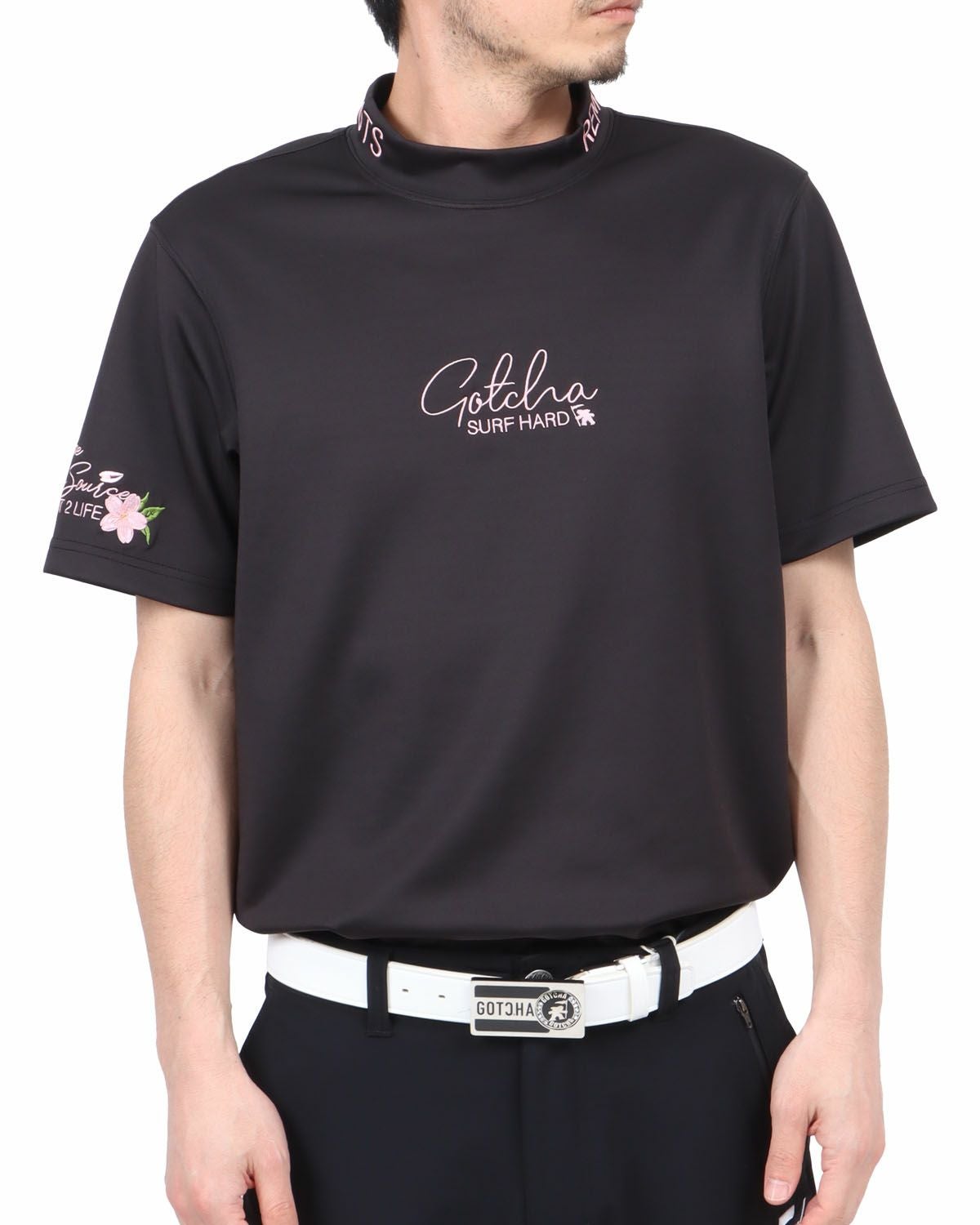 GOTCHA GOLF] サクラ ピンク モックネック Tシャツ | PEET ONLINE STORE