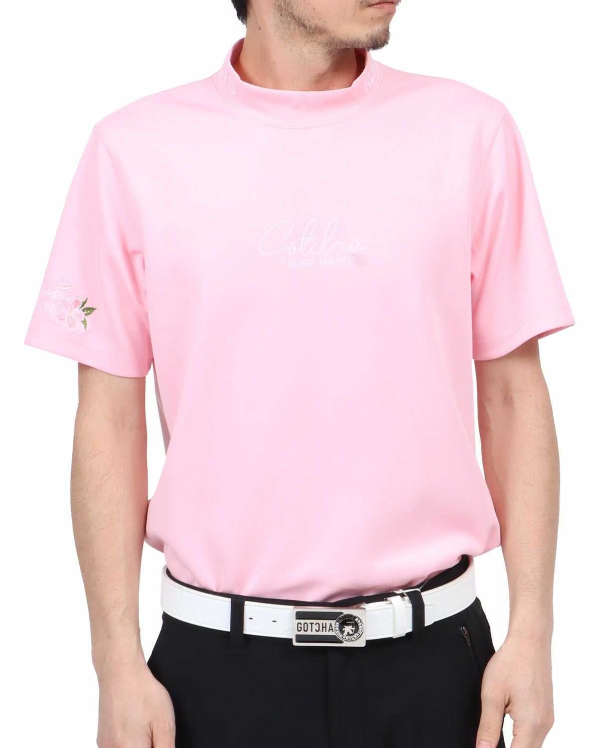 GOTCHA GOLF] サクラ ピンク モックネック Tシャツ | PEET ONLINE STORE