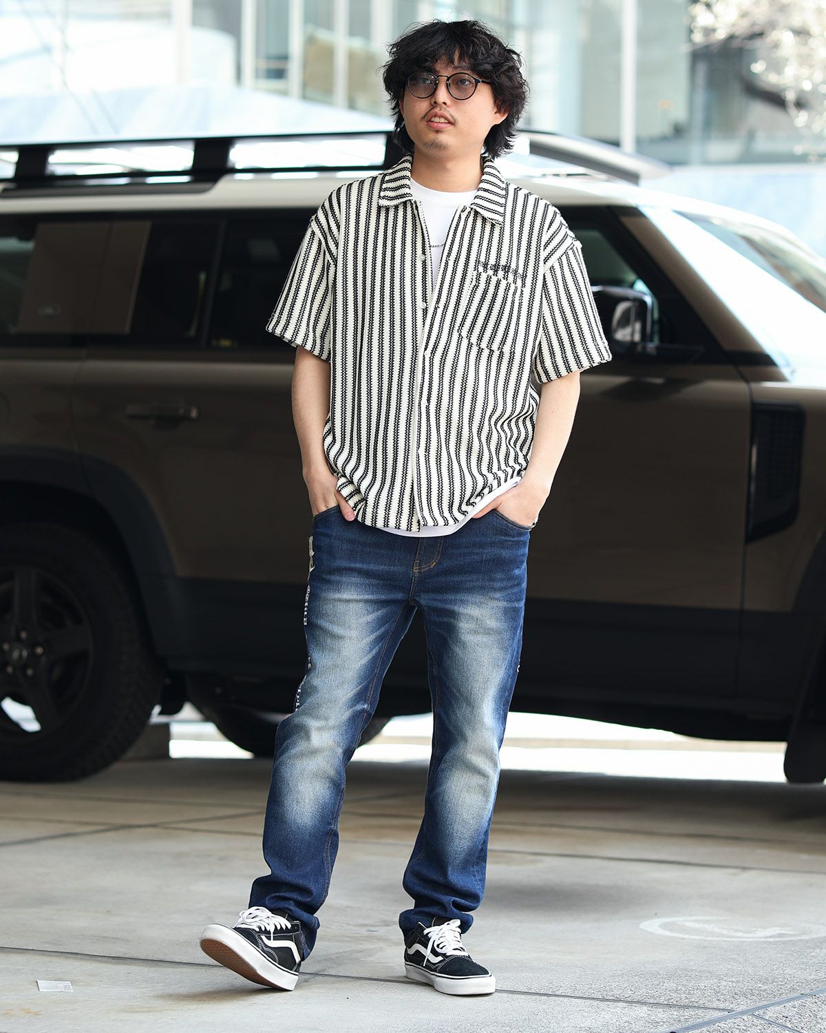 MCD] ウォッシャブル ドロップショルダー ニット ストライプ 半袖