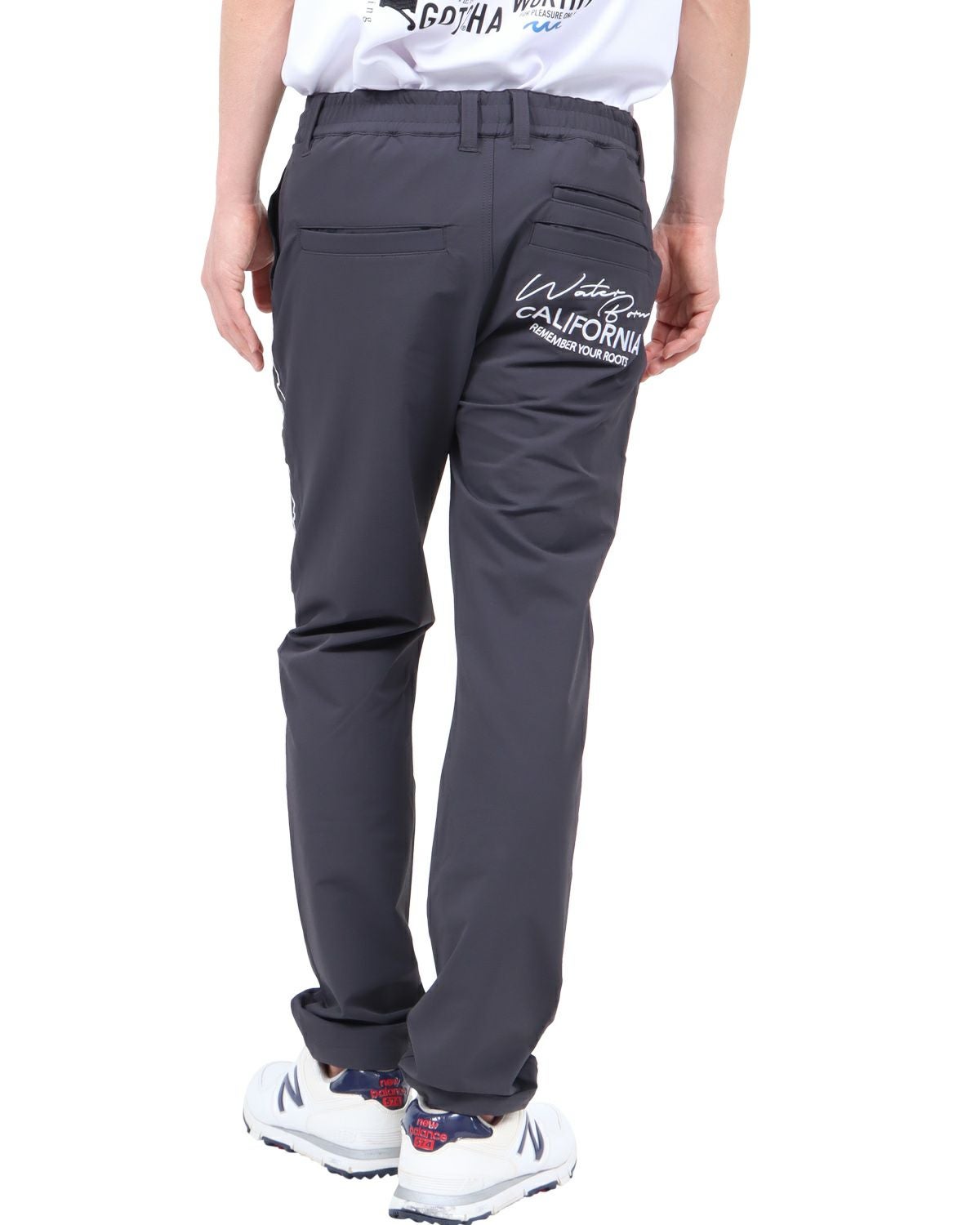 美品 ガッチャ ゴルフ GOTCHA パンツ ストレッチ グレー メンズ L ガッチャゴルフ パンツ 白×グレー リーフ柄 ストレッチ メンズ XS