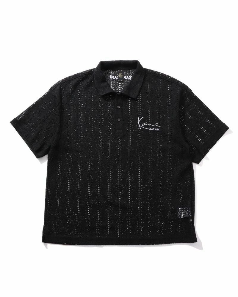 Karl Kani] ウォッシャブル ドロップショルダー 半袖 ニット ポロ
