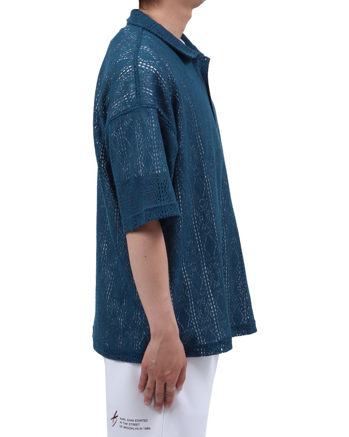 Karl Kani] ウォッシャブル ドロップショルダー 半袖 ニット ポロ