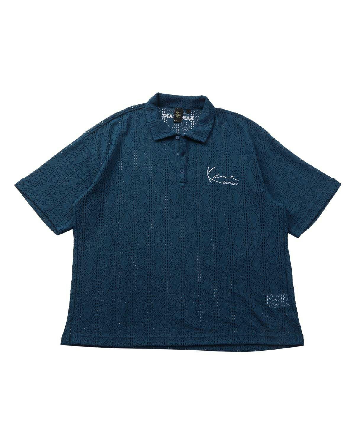 Karl Kani] ウォッシャブル ドロップショルダー 半袖 ニット ポロ