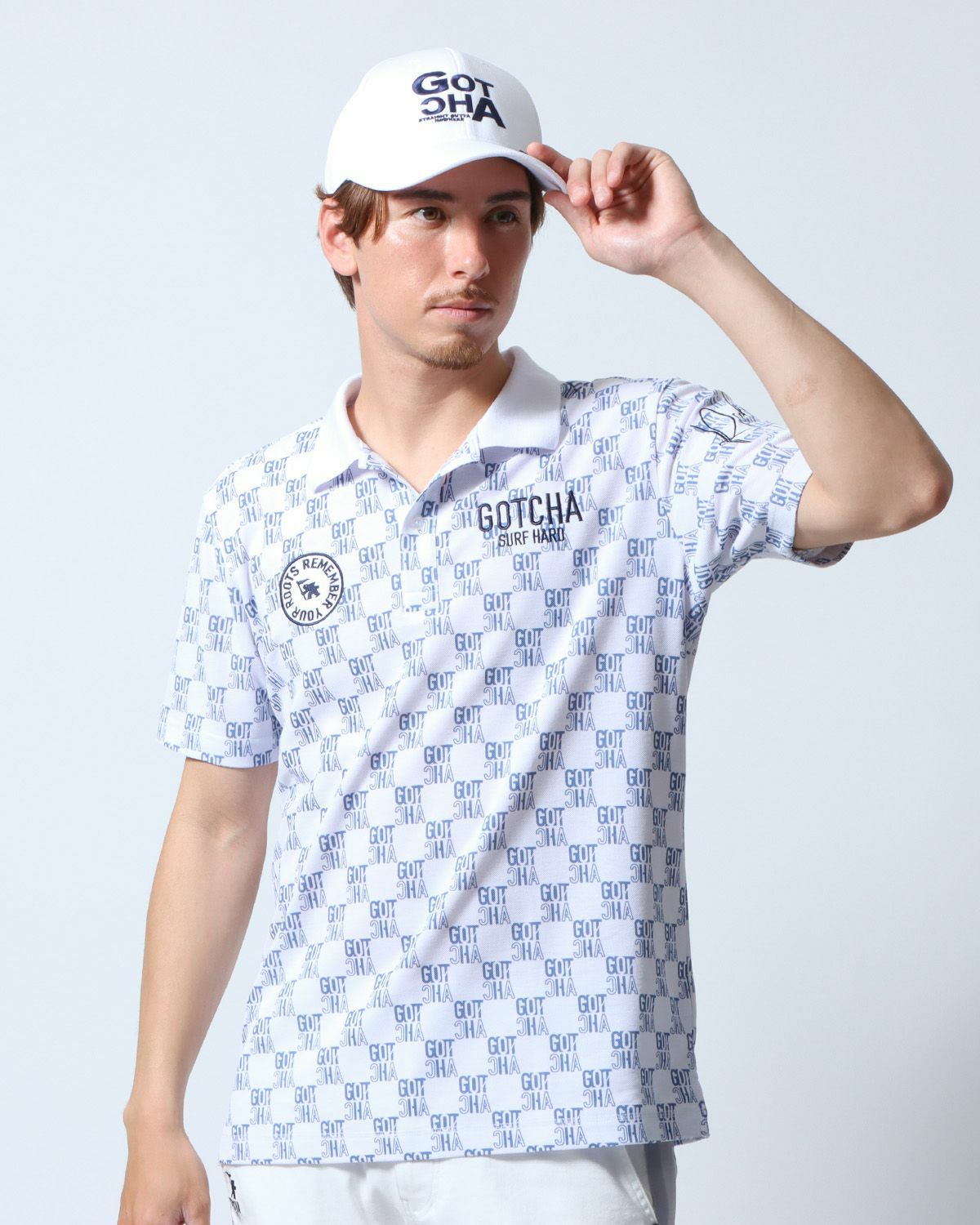 GOTCHA GOLF] ドライ 鹿の子 ロゴ 総柄 ポロシャツ | PEET ONLINE STORE