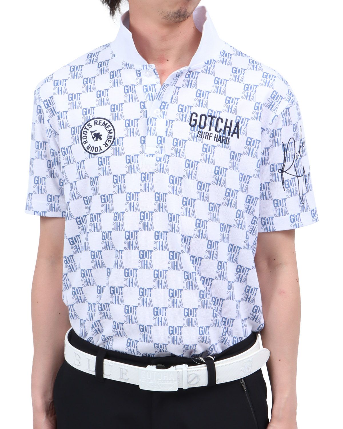 GOTCHA GOLF] ドライ 鹿の子 ロゴ 総柄 ポロシャツ | PEET ONLINE STORE