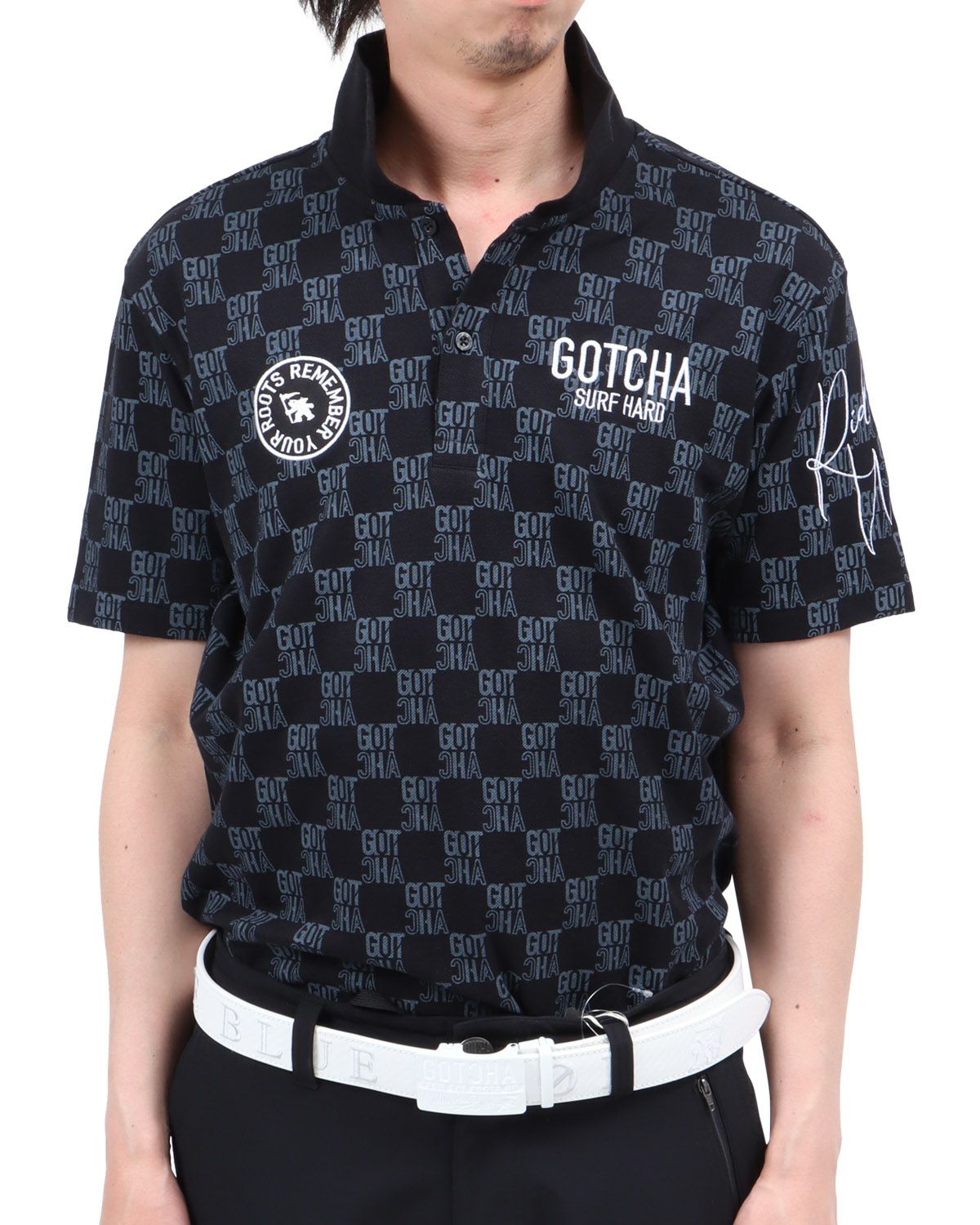 GOTCHA GOLF] ドライ 鹿の子 ロゴ 総柄 ポロシャツ | PEET ONLINE STORE