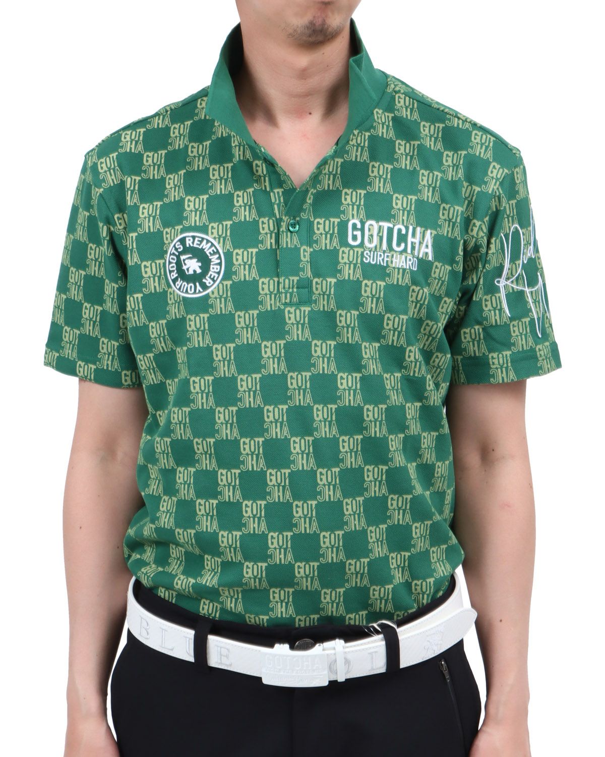GOTCHA GOLF] ドライ 鹿の子 ロゴ 総柄 ポロシャツ | PEET ONLINE STORE