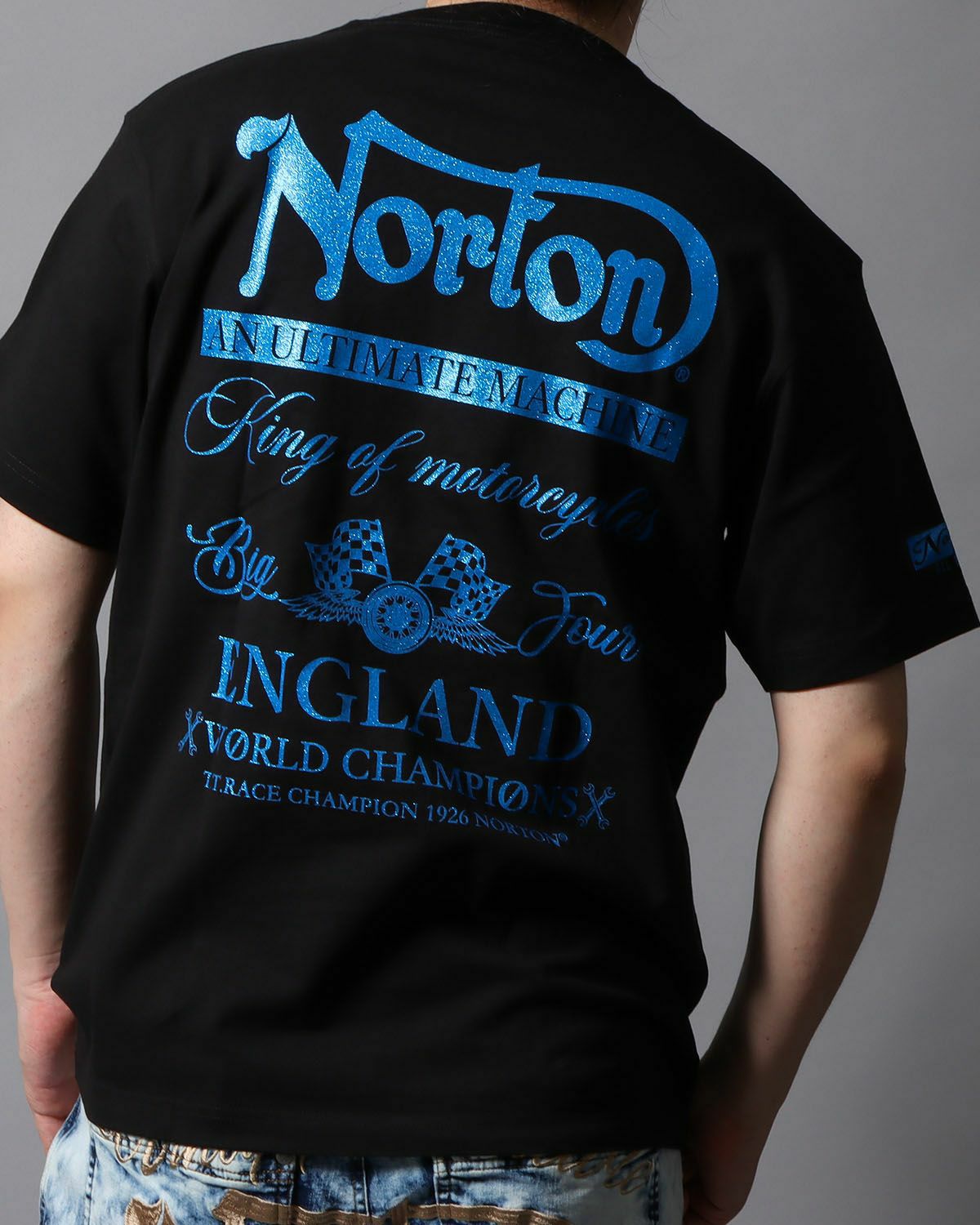 Norton] ブルー ラメ プリント Tシャツ | PEET ONLINE STORE