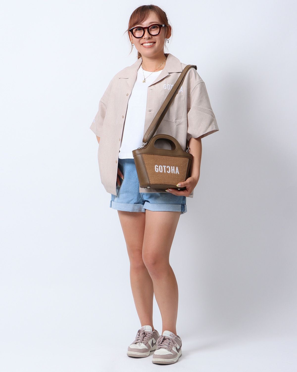 ベージュ：154cm(Mサイズ着用)