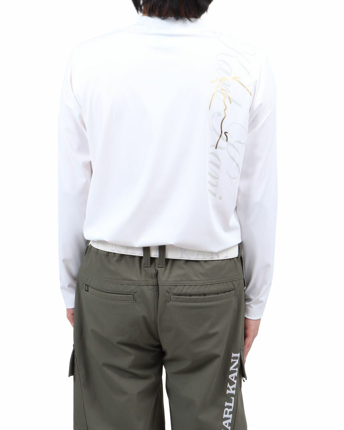 ホワイト：173cm60kg(Lサイズ着用