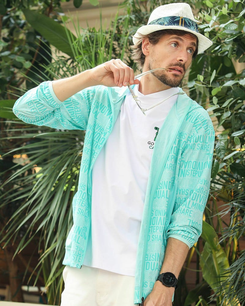 ミントグリーン：183cm/70kg(Lサイズ着用)