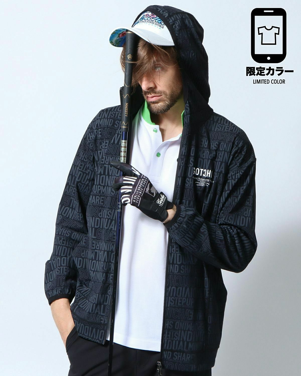 GOTCHA GOLF] UVカット ドライ 総柄 フルジップ パーカー | PEET