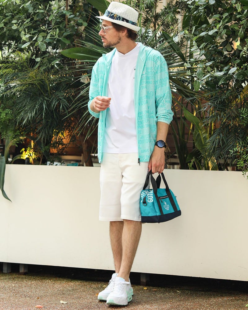 ミントグリーン：183cm/70kg(Lサイズ着用)