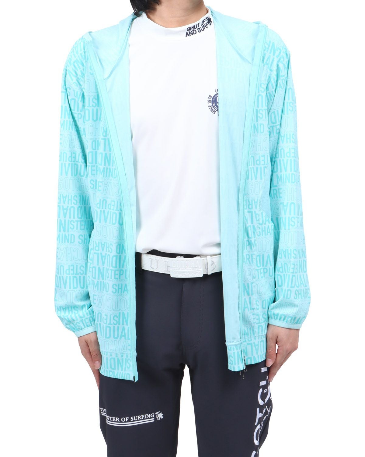 ミントグリーン：173cm60kg(Lサイズ着用