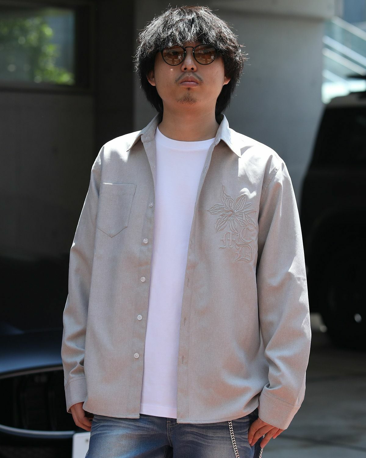MCD] リネンライク シャンブレー フラワー シャツ | PEET ONLINE STORE