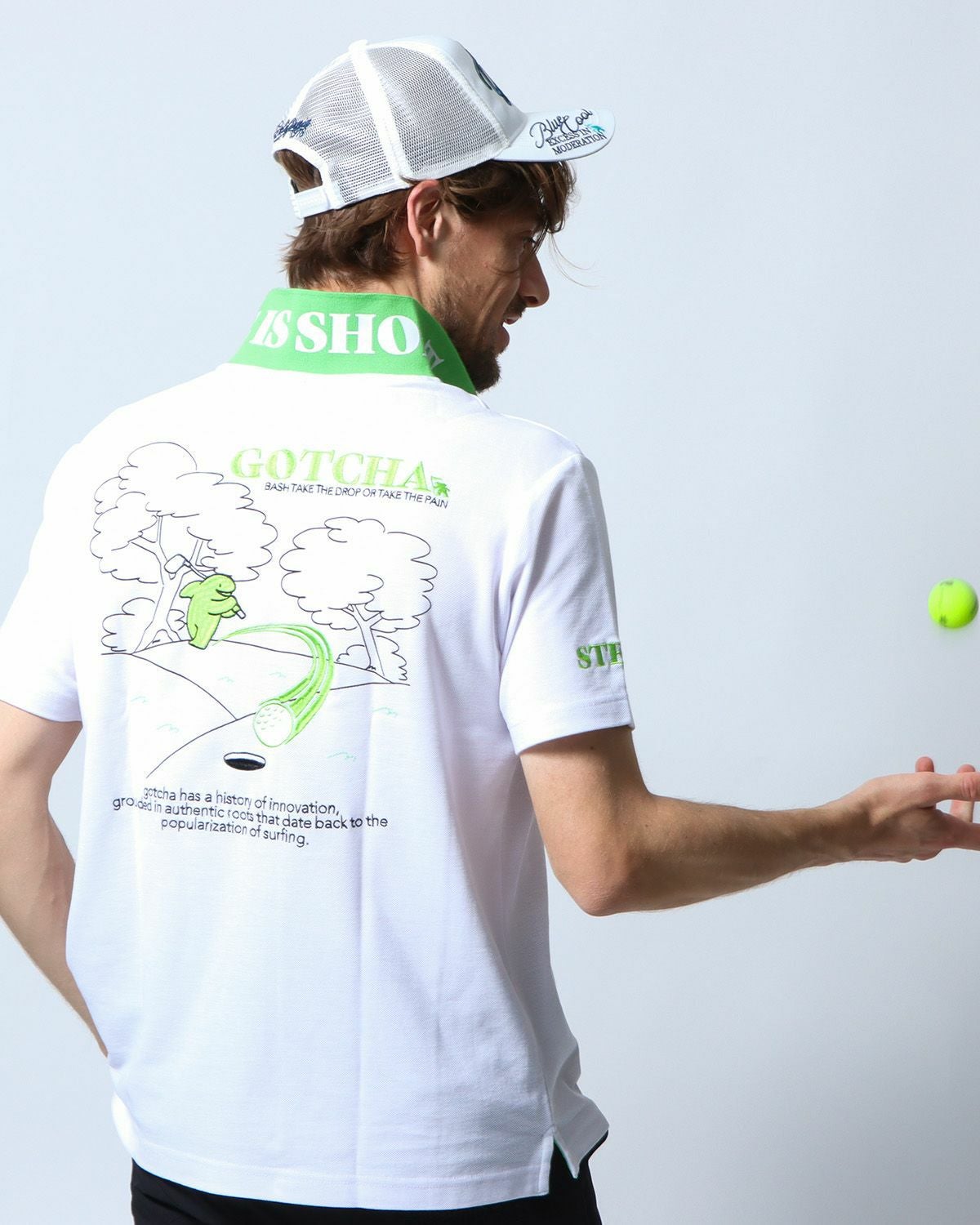 ホワイト：183cm/70kg(Lサイズ着用)