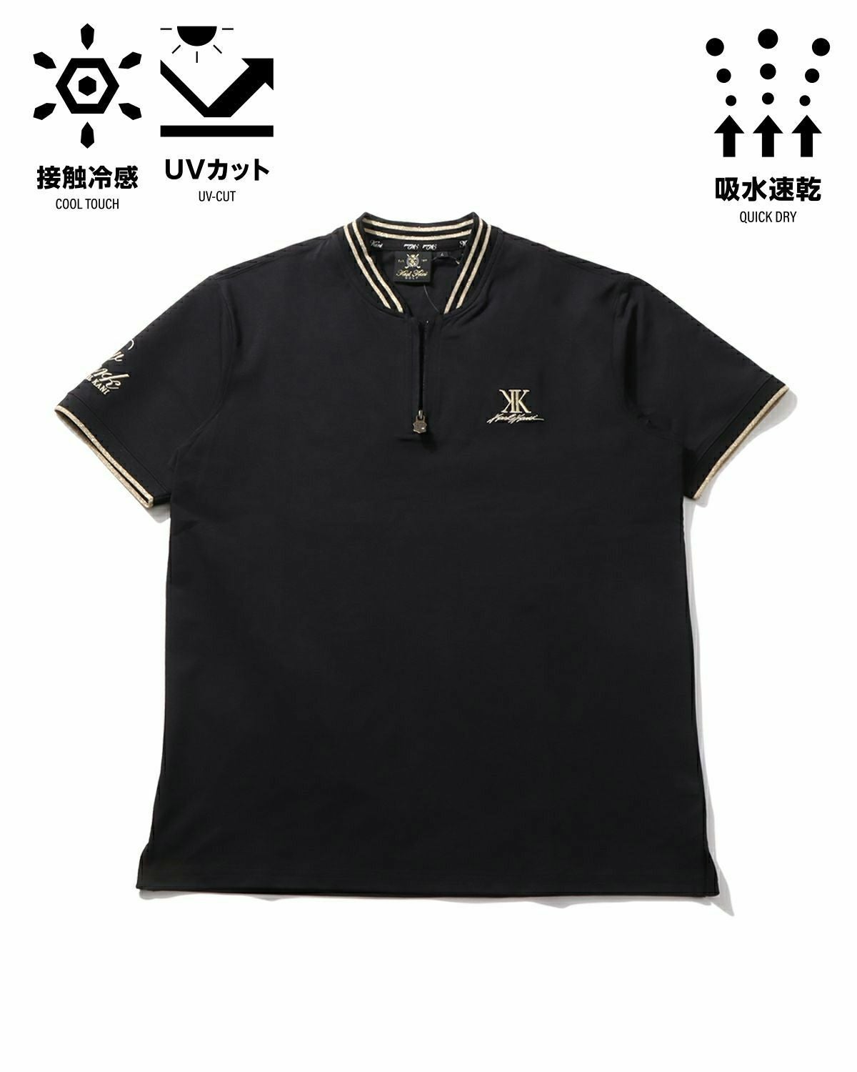 Karl Kani GOLF] ハイブリッド 多機能 衿リブ ハーフジップ ポロシャツ