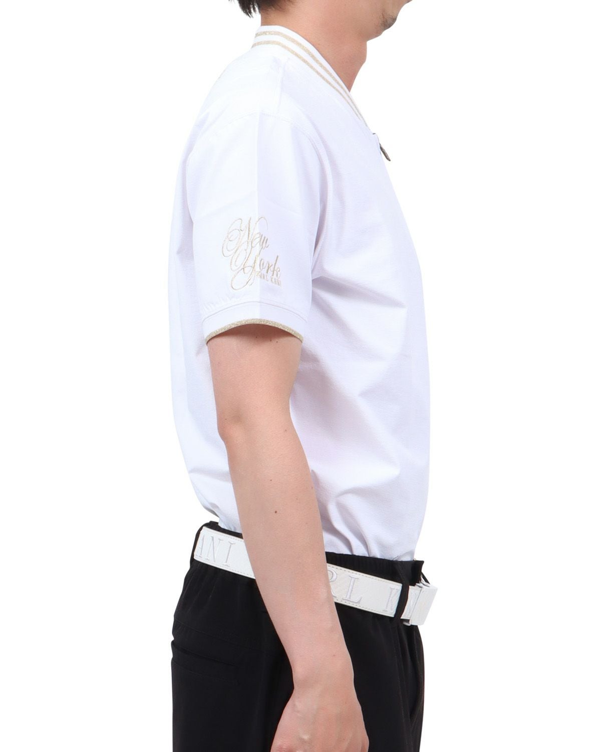 Karl Kani GOLF] ハイブリッド 多機能 衿リブ ハーフジップ ポロシャツ