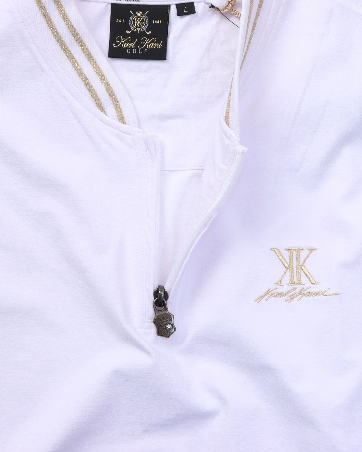 Karl Kani GOLF] ハイブリッド 多機能 衿リブ ハーフジップ ポロシャツ