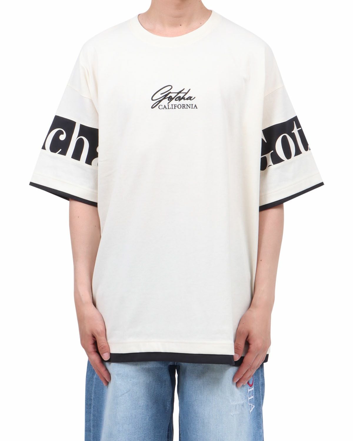 オフホワイト：174cm62kg(Lサイズ着用)